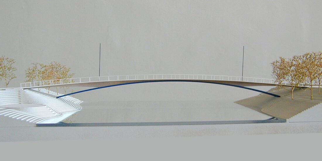 Goggelesbrücke Augsburg – Modellansicht der Brücke über die Wertach